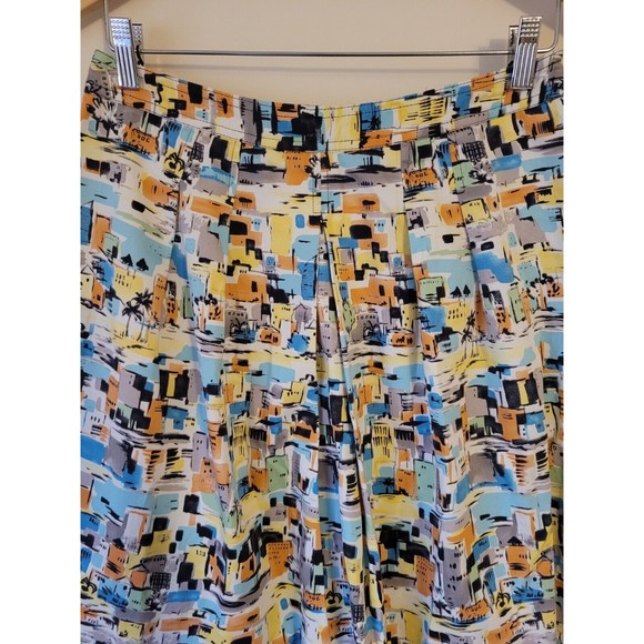 IE Petite Womens Pleated Cityscape Skirt Knee Length Size 8P - Picture 3 of 9